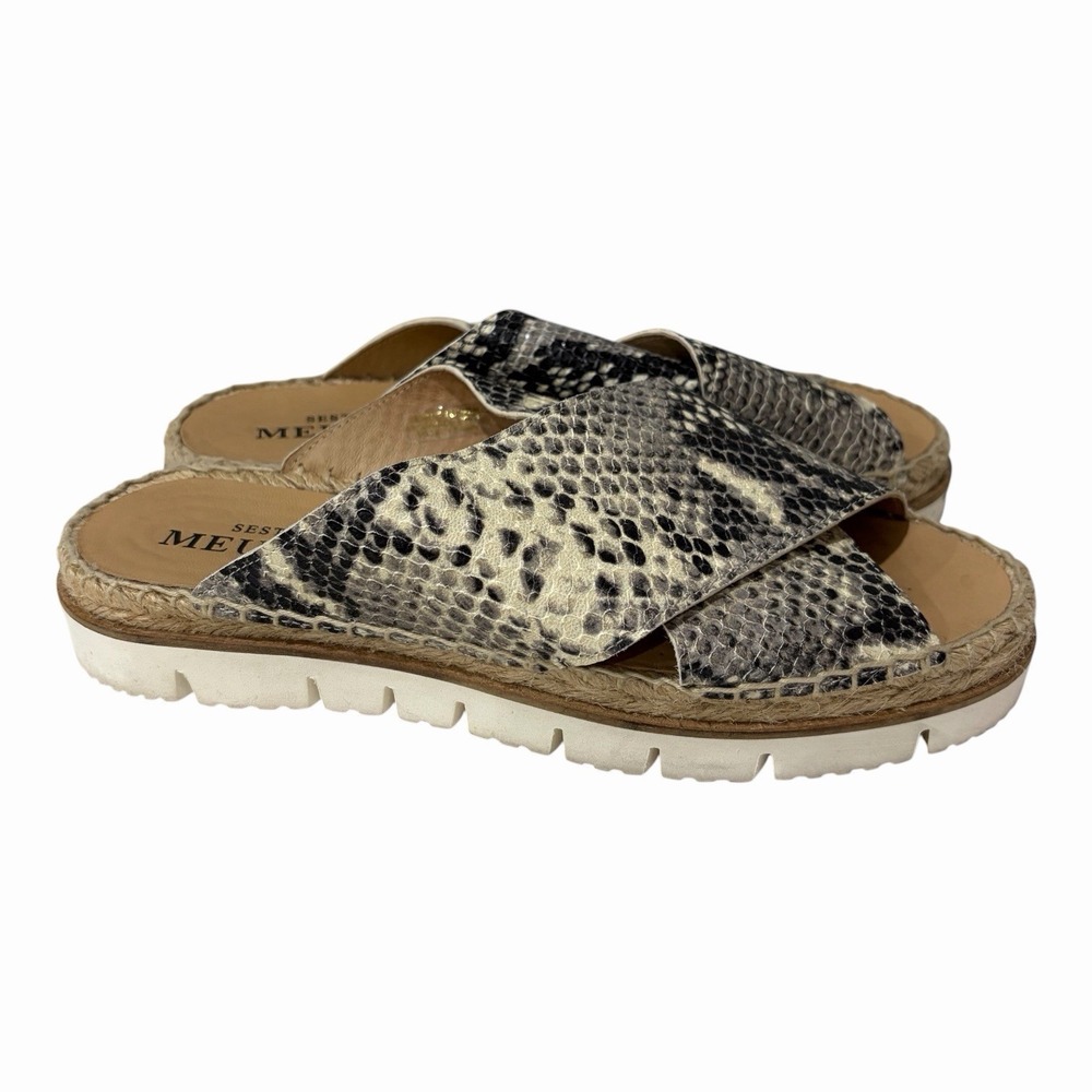 Sesto Meucci women's slide sandals Size 8 Snakeskin Cross Cross Open Toe